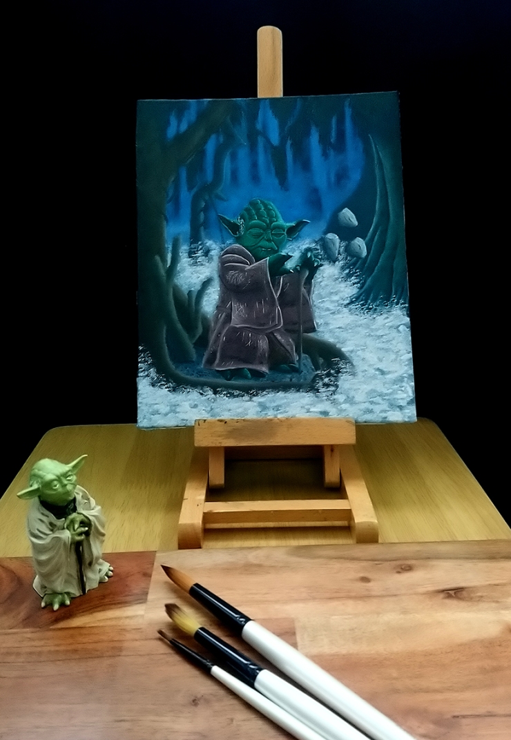 Jedi Master Yoda on Dagobah - Oil Painting - star wars - art artwork illustration