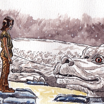 Atreyu & Falcor - The Neverending Story - Watercolour Sketch - Fantasy Art Illustration